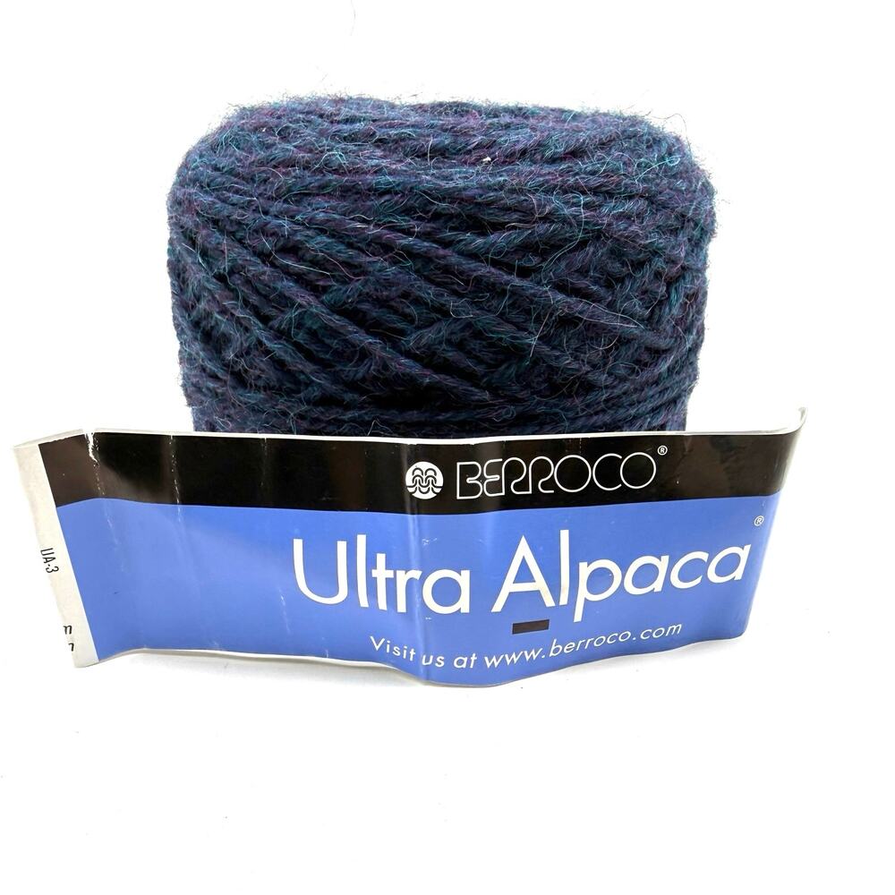 Berroco Ultra Alpaca Peruvian Wool Blend Yarn Blueberry Mix 94g Blue Skein Peru